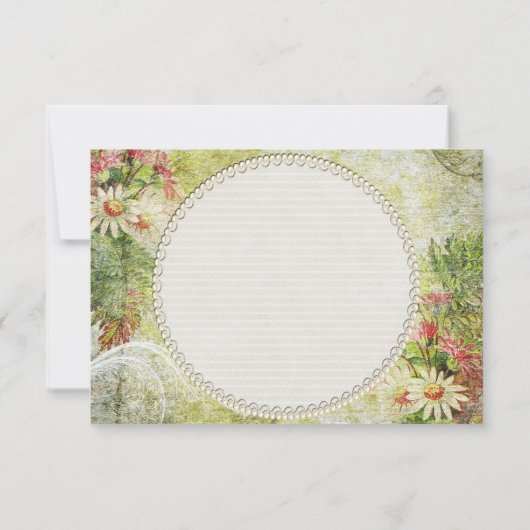 ぼろぼろのシックなデイジー及び野生の花は感謝していしています サンキューカード (裏面)