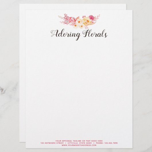 ぼろぼろのシックなバラの素朴なヴィンテージの赤面のピンクの花柄 レターヘッド (正面/裏面)