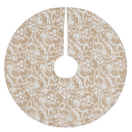 ぼろぼろのシックなバーラップ及びレースの木のスカート ブラッシュドポリエステルツリースカート