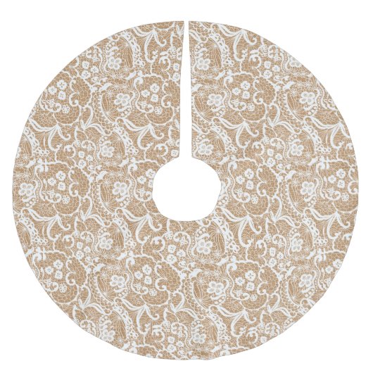 ぼろぼろのシックなバーラップ及びレースの木のスカート ブラッシュドポリエステルツリースカート (正面)