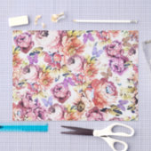 ぼろぼろのシックなピンクのバラのヴィンテージの蝶花柄 薄葉紙 (クラフト)