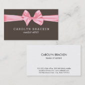 ぼろぼろのシックなピンクの弓ベージュ色 名刺 (正面/裏面)