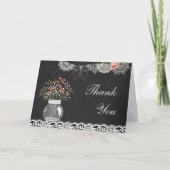 ぼろぼろのシックなメーソンジャーおよびレースは感謝していしています サンキューカード (正面)