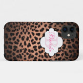 ぼろぼろのシックなモノグラムのヒョウのプリントの名前の電話箱 Case-Mate iPhoneケース (裏面(横))