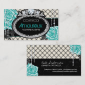 ぼろぼろのシックなヴィンテージのバラの名刺 名刺 (正面/裏面)