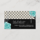 ぼろぼろのシックなヴィンテージのバラの名刺 名刺 (裏面)