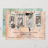 ぼろぼろのシックな写真の卒業のパーティの招待状 招待状 (正面/裏面)