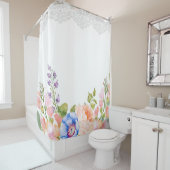 ぼろぼろのシックな春のシャクヤクの花柄のレース シャワーカーテン (インサイチュ)