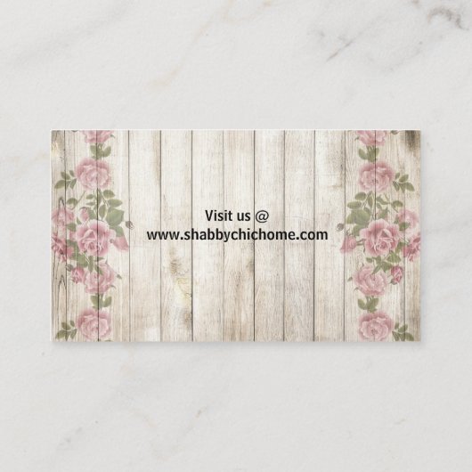 ぼろぼろのシックな木およびばら色の名刺 名刺 (裏面)