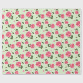 ぼろぼろのシックな水彩画のピンクのバラの花柄パターン ラッピングペーパー (フラット)