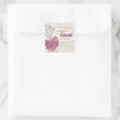 ぼろぼろのシックな編み物針の弓ダマスク織 スクエアシール (バッグ)