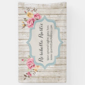 ぼろぼろのシックな花の素朴な木及びヴィンテージのブティック 横断幕 (縦)