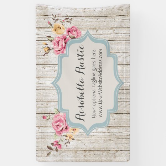 ぼろぼろのシックな花の素朴な木及びヴィンテージのブティック 横断幕 (縦)