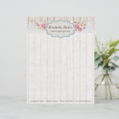 ぼろぼろのシックな花の素朴な木及びヴィンテージのレース レターヘッド (スタンド正面)