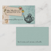 ぼろぼろのシックな茶ヴィンテージの泡立つティーポットの王冠 名刺 (正面/裏面)