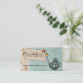 ぼろぼろのシックな茶ヴィンテージの泡立つティーポットの王冠 名刺 (スタンド正面)