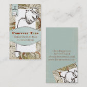 ぼろぼろのシックな茶注ぐティーポットのティーカップの古い地図 名刺 (正面/裏面)