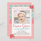 ぼろぼろのシックな誕生日の写真の招待状 招待状 (正面/裏面)