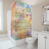 ぼろぼろのシックな鳥の花のかわいい水彩画の絵画 シャワーカーテン (インサイチュ)