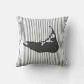 ぼろぼろのシックなNantucketの喜ばしい徴候の黒及び白 クッション (裏面)