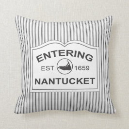 ぼろぼろのシックなNantucketの喜ばしい徴候の黒及び白 クッション