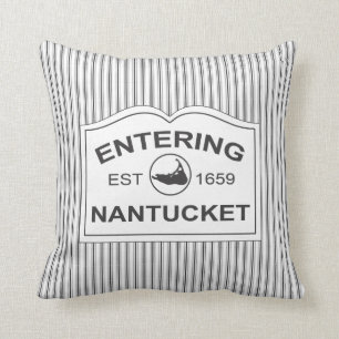 ぼろぼろのシックなNantucketの喜ばしい徴候の黒及び白 クッション