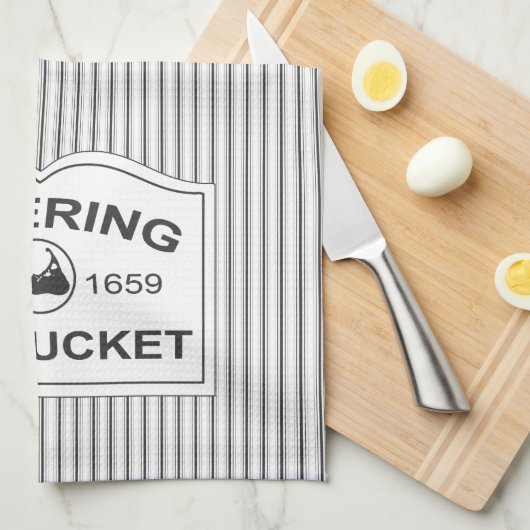 ぼろぼろのシックなNantucketは黒い及び白のストライプに署名します キッチンタオル (四つ折り)