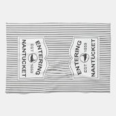 ぼろぼろのシックなNantucketは黒い及び白のストライプに署名します キッチンタオル (横)