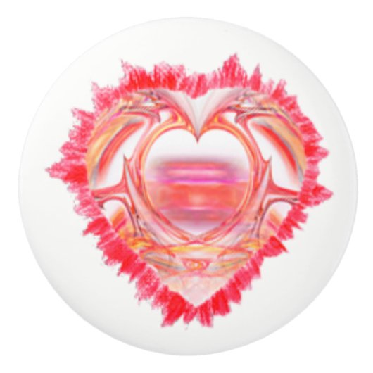 ぼろぼろのハートアートワークデザイン セラミックノブ (正面)