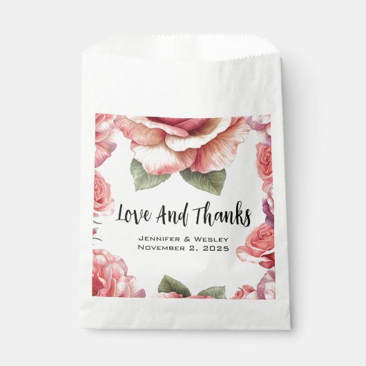 ぼろぼろのピンクのバラ フェイバーバッグ (正面)