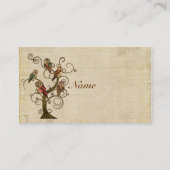 ぼろぼろのフクロウの木の名刺かラベル 名刺 (裏面)