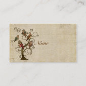 ぼろぼろのフクロウの木の名刺かラベル 名刺 (裏面)