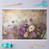 ぼろぼろのフローラ、ほこりっぽい紫、緑と金ゴールドブレンド 薄葉紙 (クラフト)