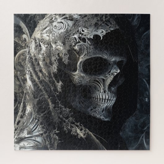 ぼろぼろのレースベールにスカル ジグソーパズル (縦)