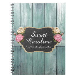 ぼろぼろのヴィンテージのバラの素朴な国の黒板 ノートブック