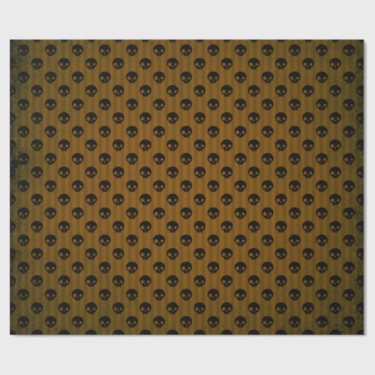 ぼろぼろのヴィンテージのビクトリアンなゴシック様式黒いスカル ラッピングペーパー (フラット)