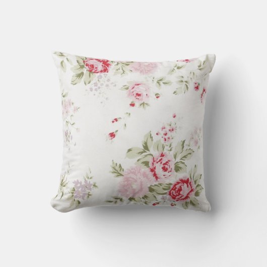 ぼろぼろの上品のばら色の花柄 クッション (正面)