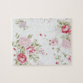 ぼろぼろの上品のばら色の花柄 ジグソーパズル (横)