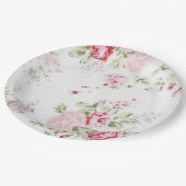 ぼろぼろの上品のばら色の花柄 ペーパープレート (アングル)