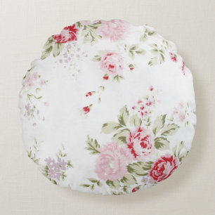 ぼろぼろの上品のばら色の花柄 ラウンドクッション