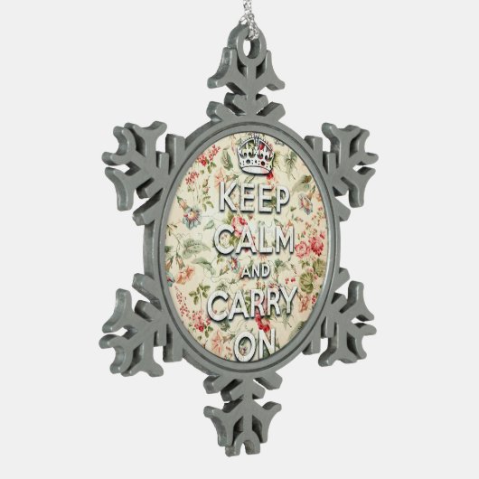 ぼろぼろの上品は平静を保ち、続けていきます スノーフレークピューターオーナメント (左)