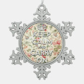 ぼろぼろの上品は平静を保ち、続けていきます スノーフレークピューターオーナメント (正面)