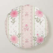 ぼろぼろの上品、ビクトリア時代の人、花柄、壁紙、ヴィンテージ、 ラウンドクッション (裏面)