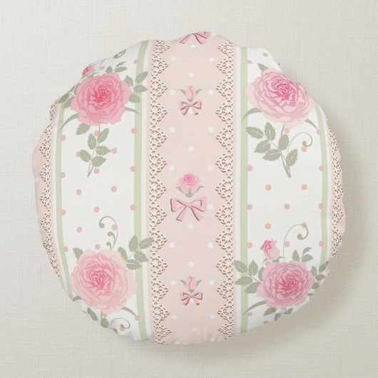 ぼろぼろの上品、ビクトリア時代の人、花柄、壁紙、ヴィンテージ、 ラウンドクッション (裏面)