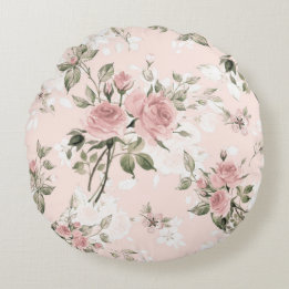 ぼろぼろの上品、フランスのな上品、ヴィンテージ、素朴な花柄pa ラウンドクッション