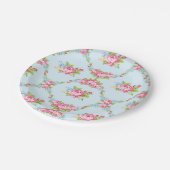 ぼろぼろの上品、空色、赤いバラ、ビクトリア時代の人、花柄、p ペーパープレート (アングル)