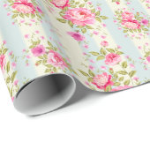 ぼろぼろの上品、花柄、ヴィンテージ、ピンク、青、creame、トレンディー ラッピングペーパー (ロールコーナー)