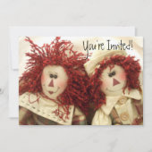 ぼろぼろの人形招待状誕生日または任意の大事な行事 招待状 (正面)