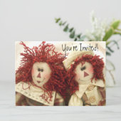 ぼろぼろの人形招待状誕生日または任意の大事な行事 招待状 (スタンド正面)