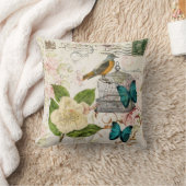 ぼろぼろの優雅のツバキのフランスのな鳥の蝶 クッション (ブランケット)